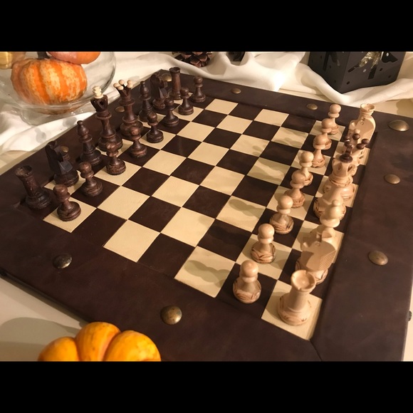 Black Friday!!! Incredible handmade leather chessboard